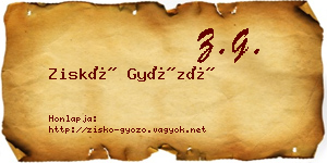Ziskó Győző névjegykártya
